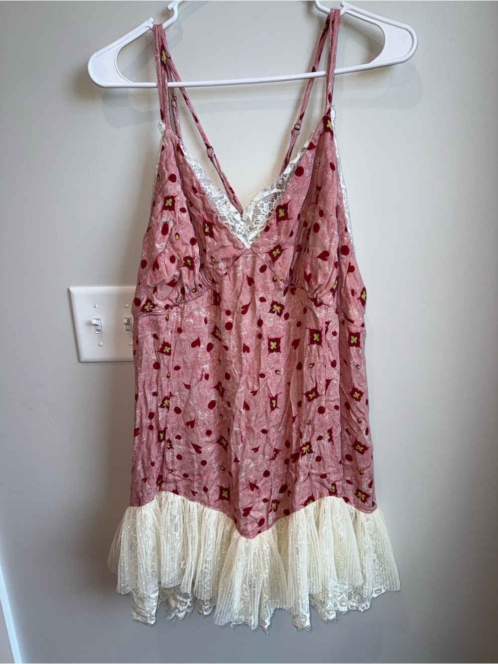 Anthropologie Dusty Pink Floral Lace-Trim Mini Dress